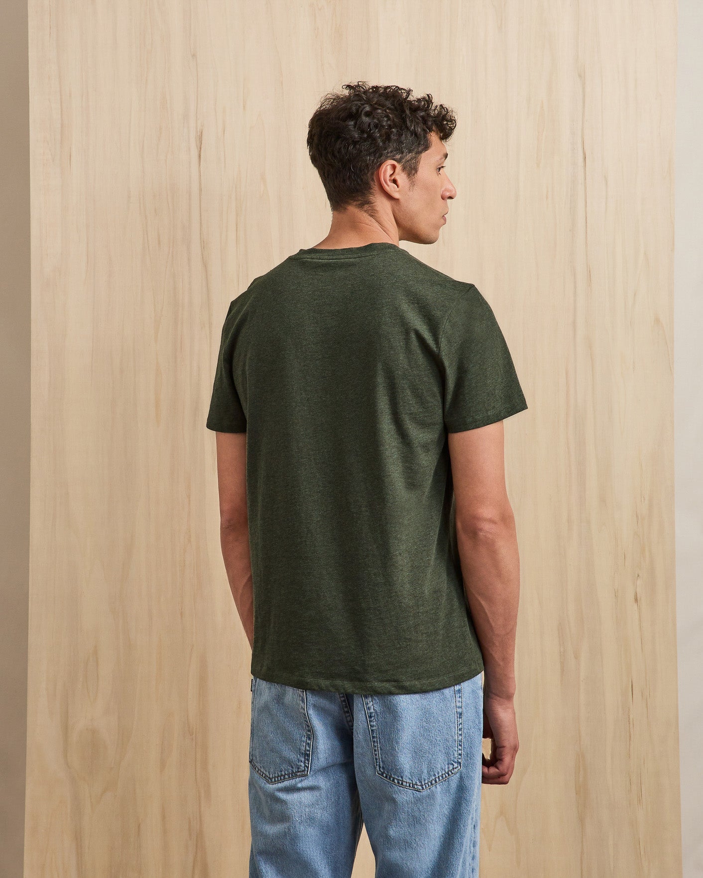 faguo-olonne-t-shirt-vert-fonc-coton-poche-homme image 3