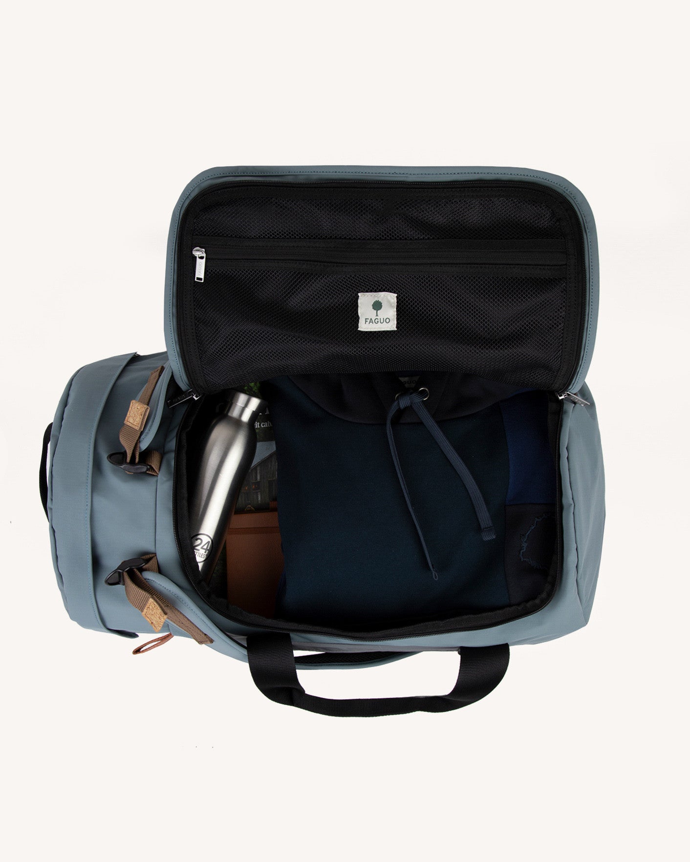 faguo-big-duffle-sac-de-voyage-bleu-gris-port-main-et-dos-grand-volume image 4