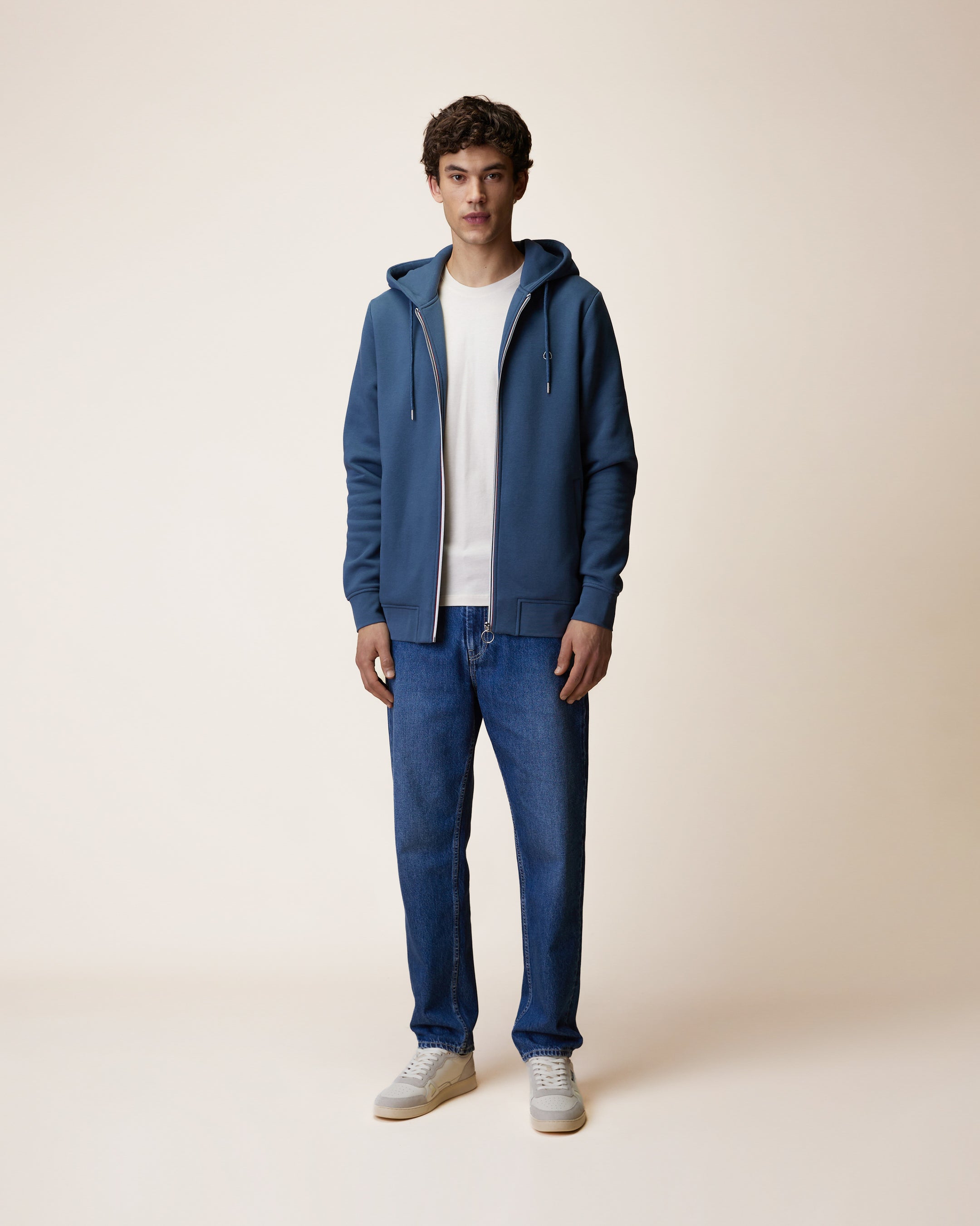 faguo-mesnil-sweat-zipp-capuche-bleu-gris-molleton image 3