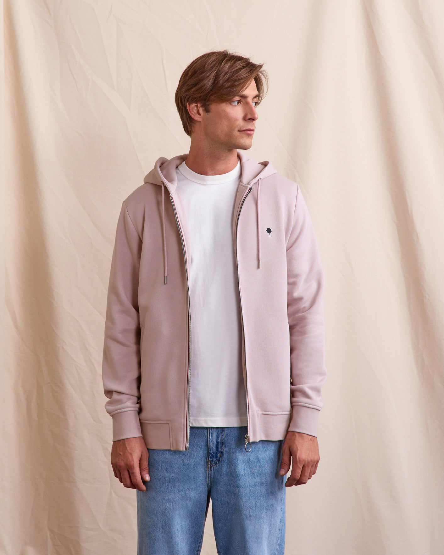 faguo-mesnil-sweat-zipp-capuche-rose-gris image 1