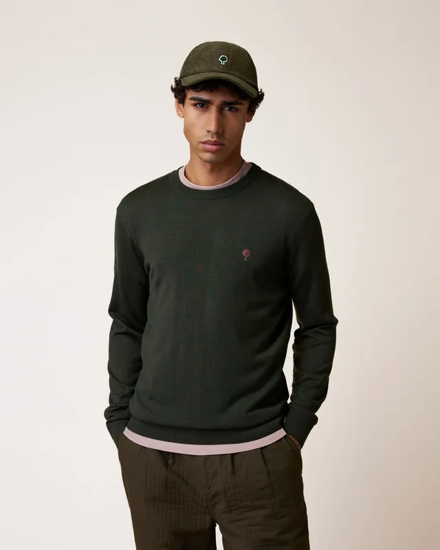 faguo-marly-pull-col-rond-laine-m-rinos-kaki-fonc-homme image 1