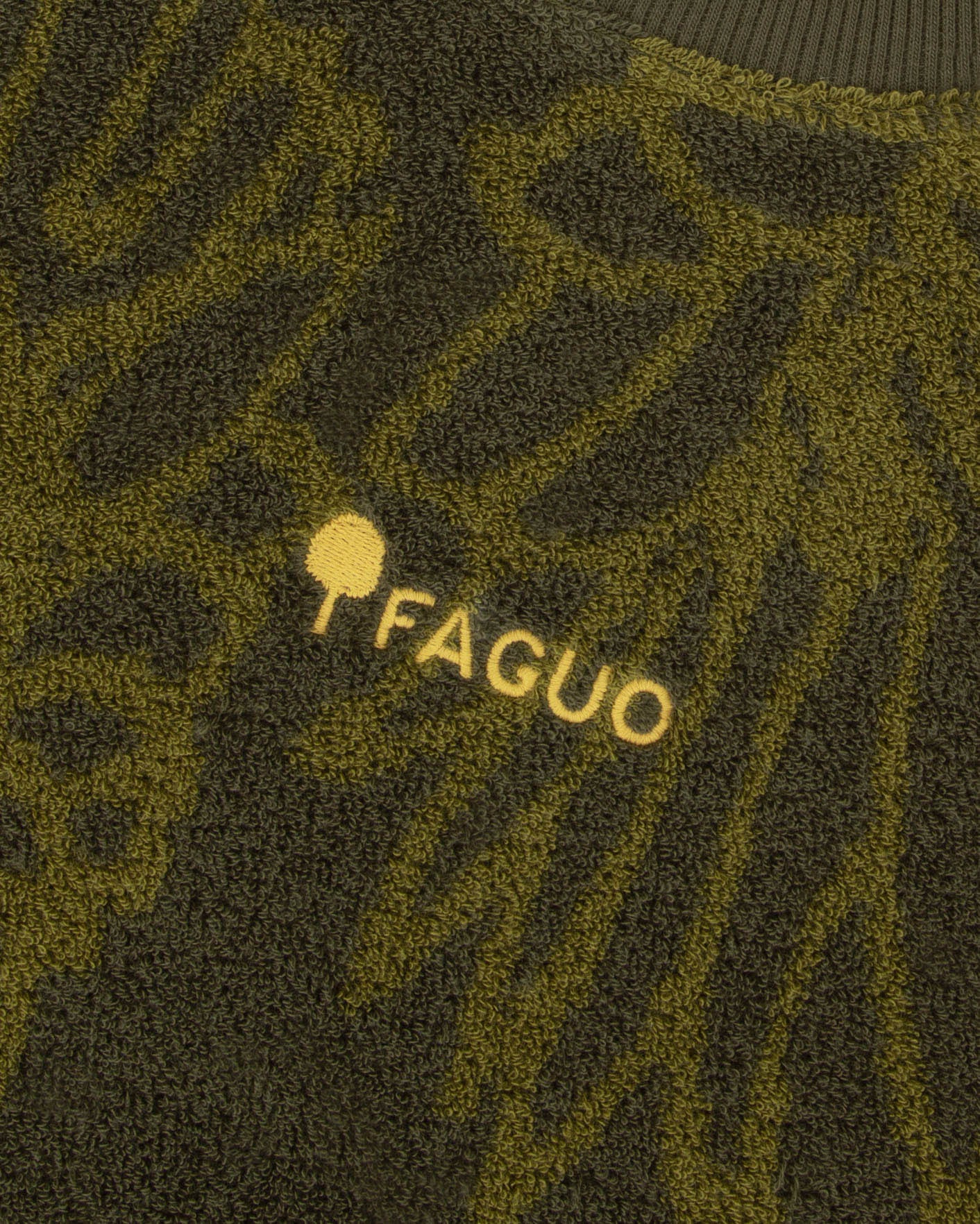 faguo-fango-sweat-col-rond-kaki-coton-bio-motif-tournesol image 5